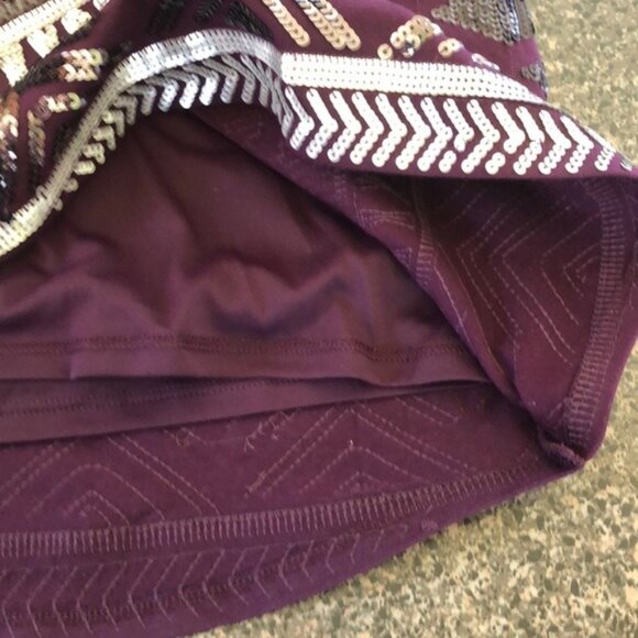 Express Purple Black Sequin Embellished Mini Skirt XS - Picture 5 of 6